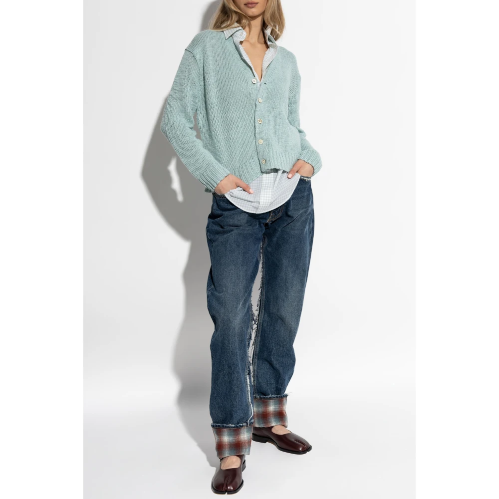 Maison Margiela Cardigan met logo Blue Dames