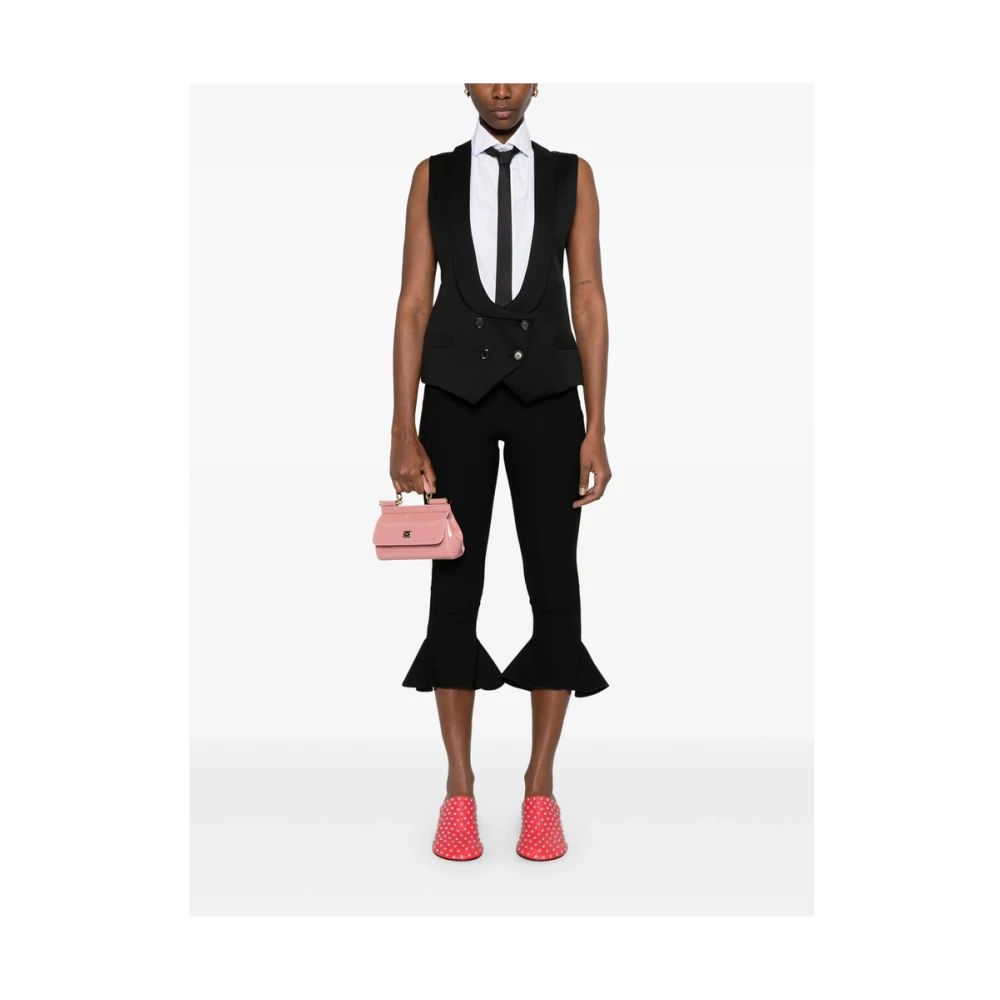 Moschino Zwarte dubbelrijige vest met sjaalkraag Black Dames