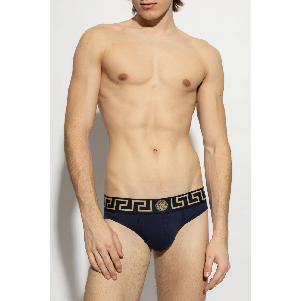 Versace Katoenen slips Blue Heren