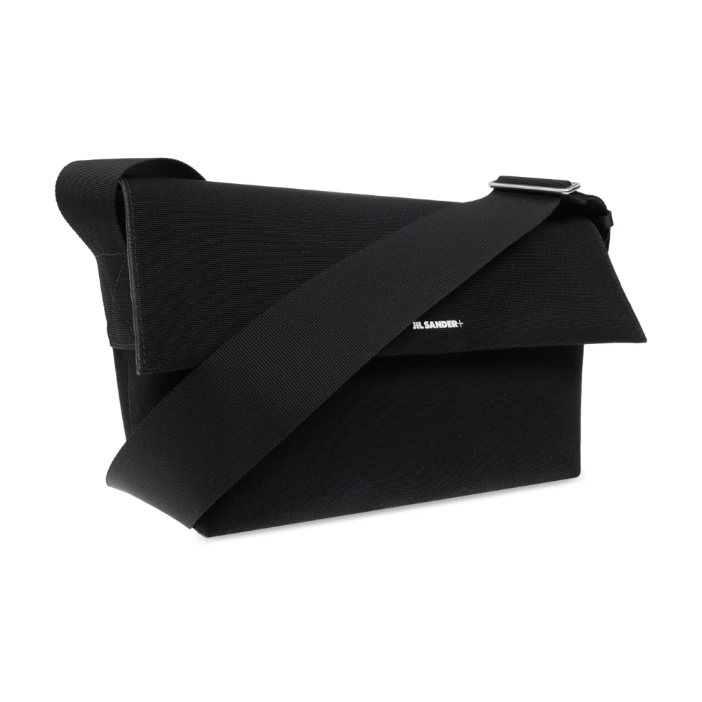 Jil Sander Schoudertas met bedrukt logo Black Heren