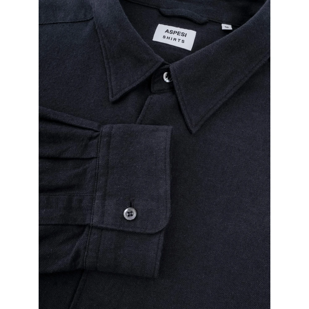 Aspesi Flanellen Overhemd Blue Heren