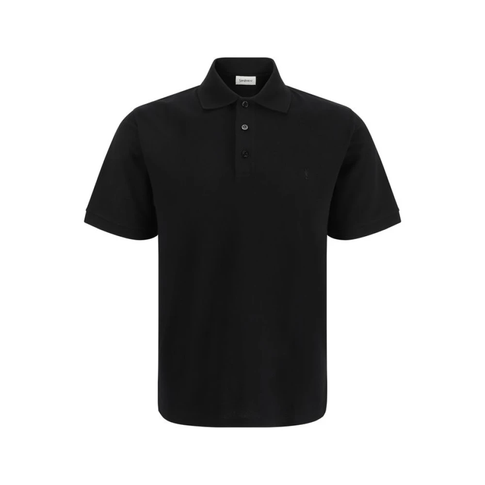 Saint Laurent Cassandre Katoenen Poloshirt Gray Heren