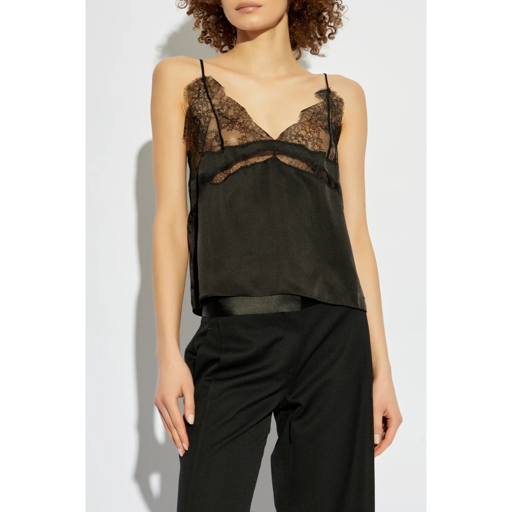 Anine Bing Strap Top Lea Black Dames