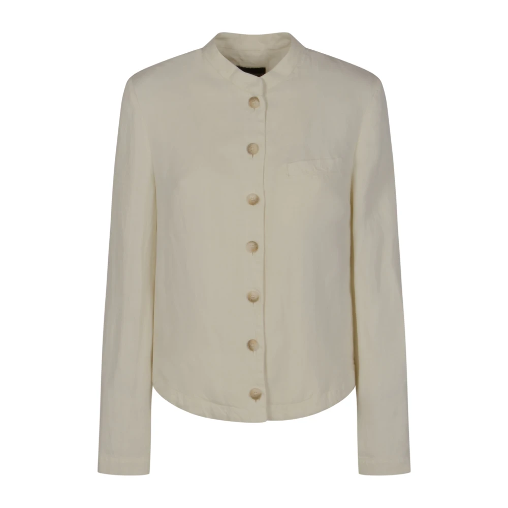 Emporio Armani Women's Beige Light Jackets, M, Garment-Dyed Linen And Lyocell Jacket