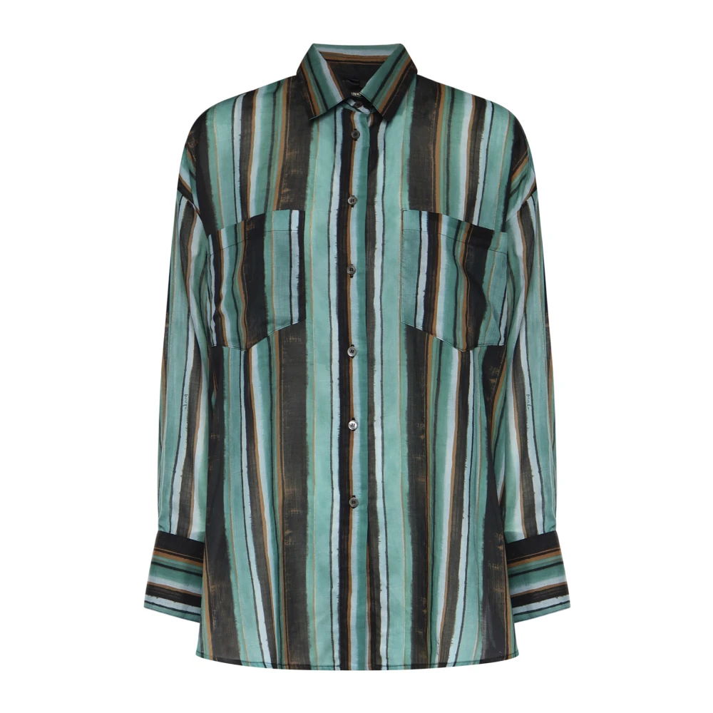 Pinko Vrouw Multicolor Overhemden Dames, Veelkleurig, S, Katoen, Gestreept Overhemd Met Borstzak