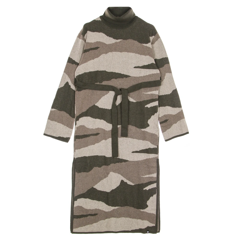 Element Lange Mouw Hoge Hals Camo Jurk Multicolor Dames