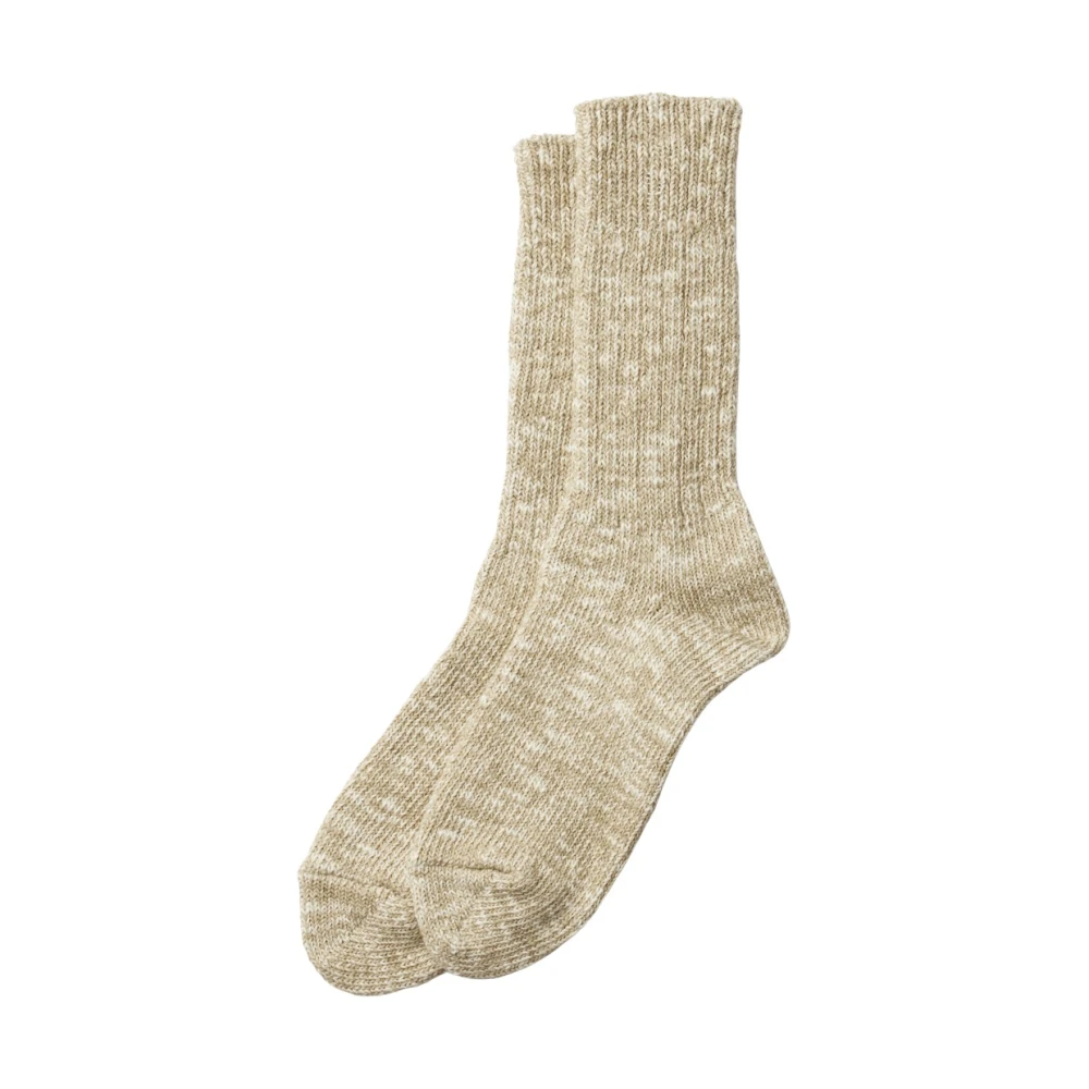 RoToTo Beige Slub Crew Socks Beige Heren