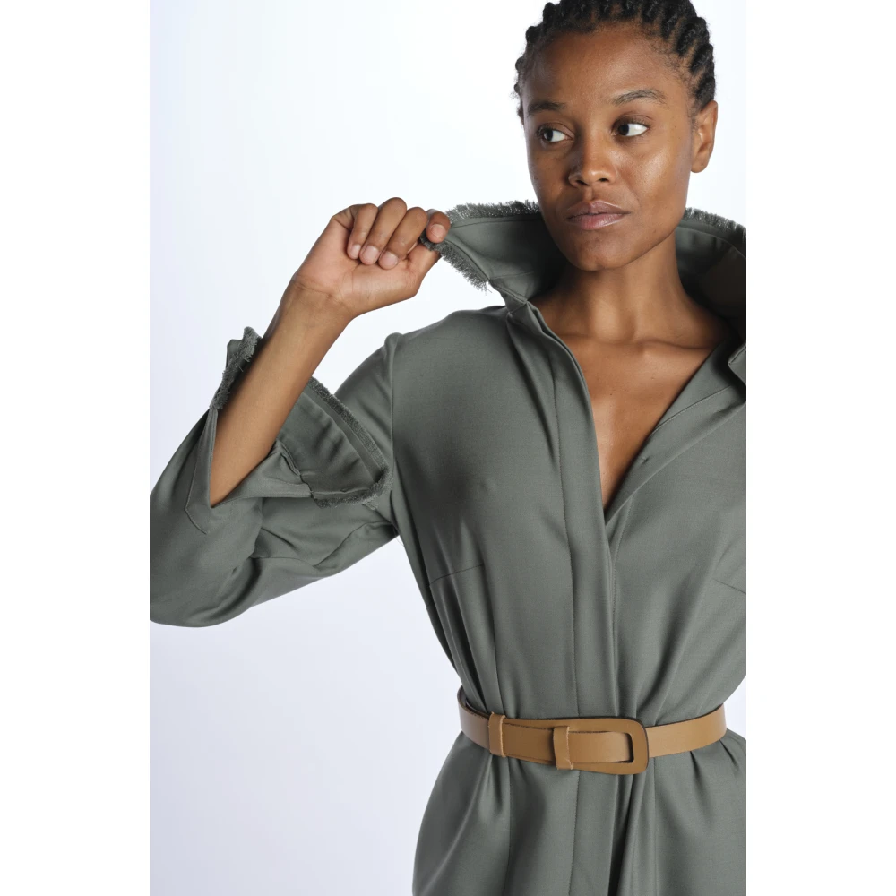 Crida Milano Groene Franje Chemisier Jurk Green Dames