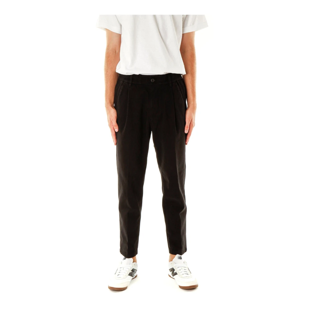 Drykorn Tapered Fit Broek met Plooien Black Heren