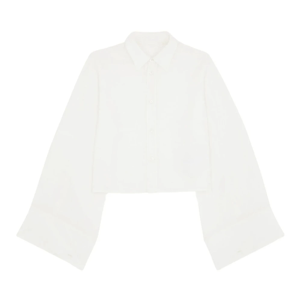 Mm6 Maison Margiela Women's White Cropped Shirt - Shirts - Xs - Blouses & Shirts