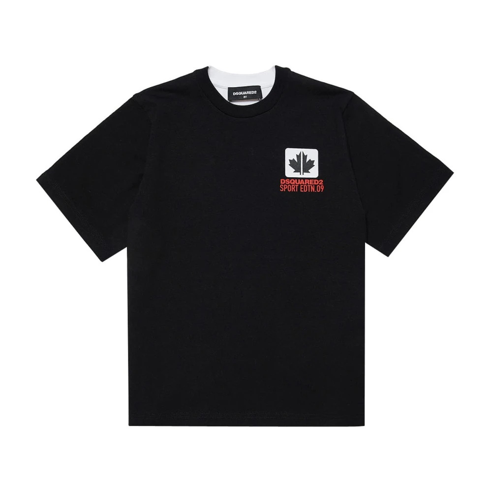 Dsquared2 Boys Black Kids Short Sleeve T-Shirts, 10 Y, T-Shirt