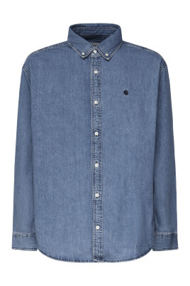chemise-bleue-a-logo-brode-coupe-large