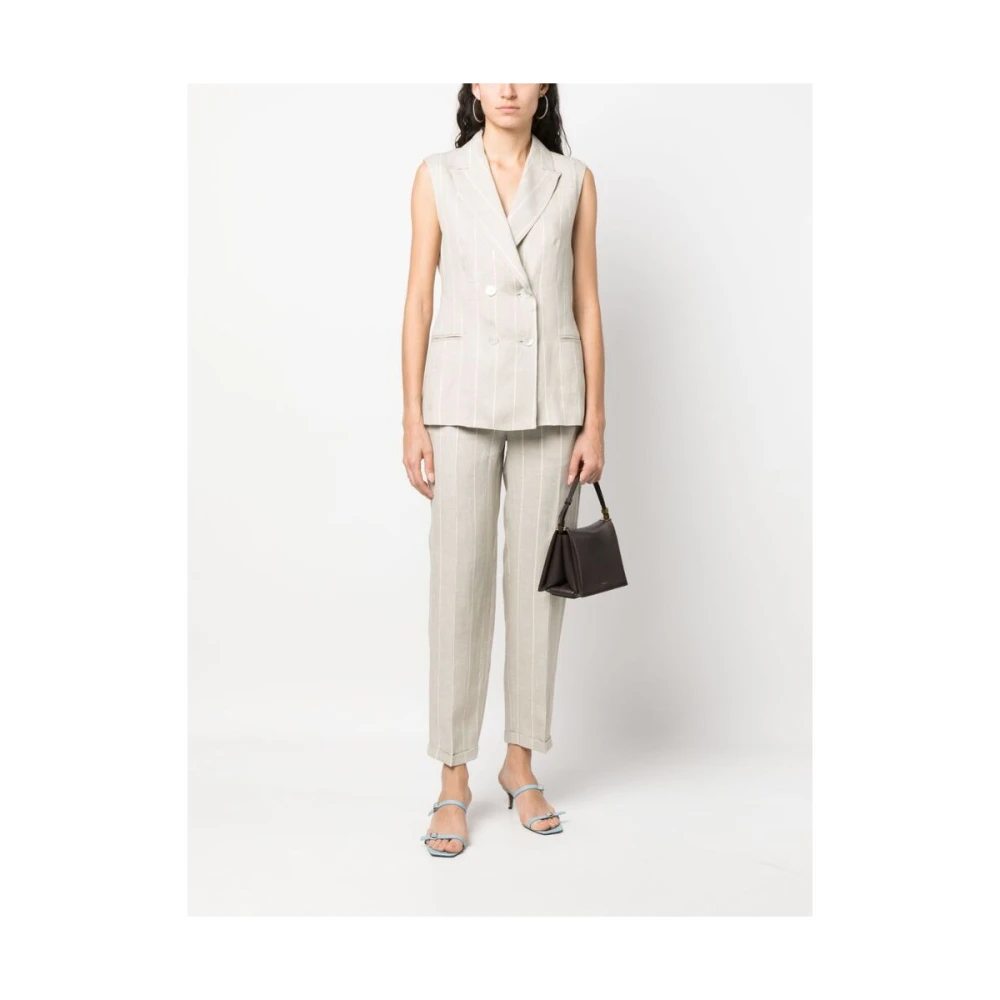 Antonelli Firenze Gestreepte linnen broek Beige Dames