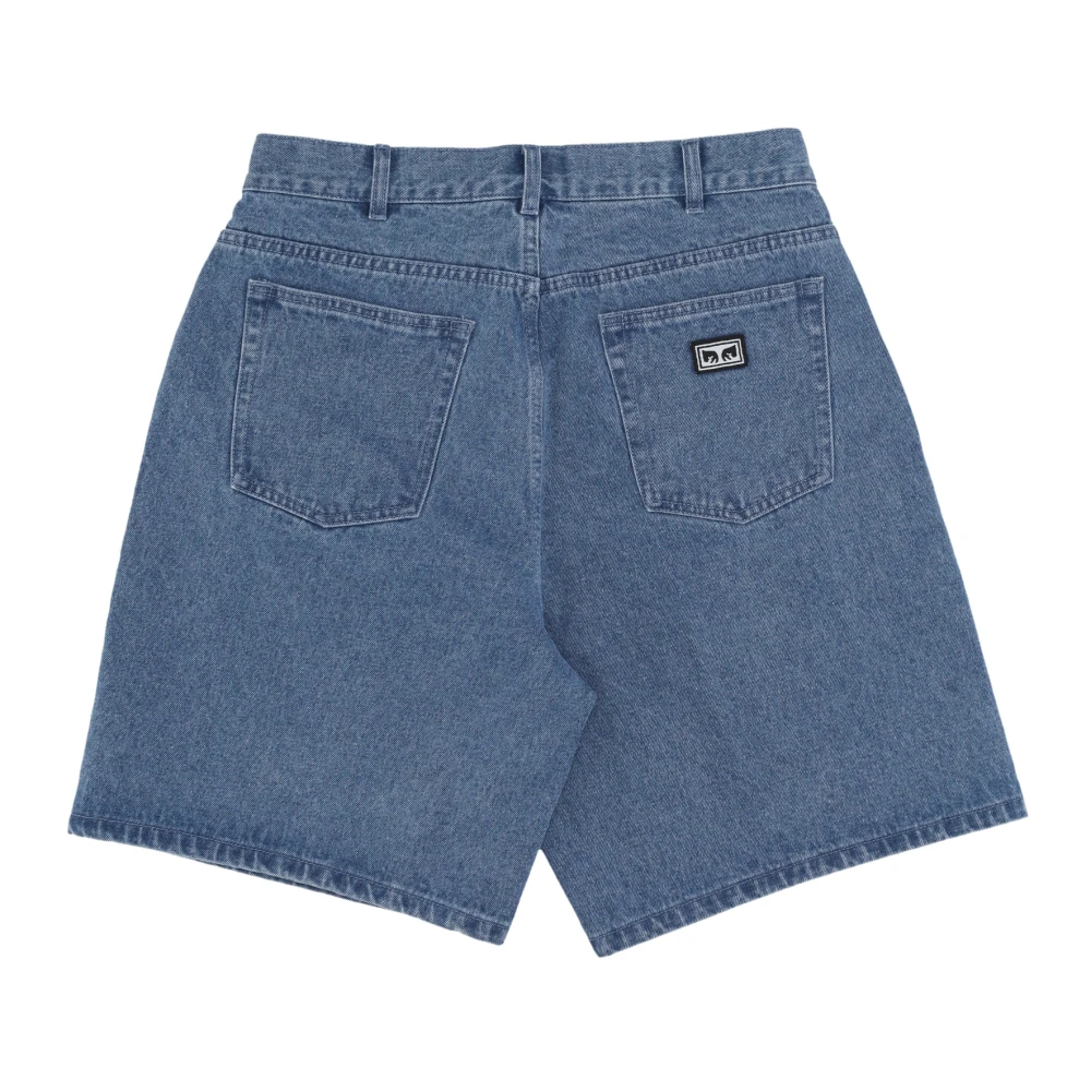 Obey Baggy Denim Shorts Licht Indigo Blue Heren