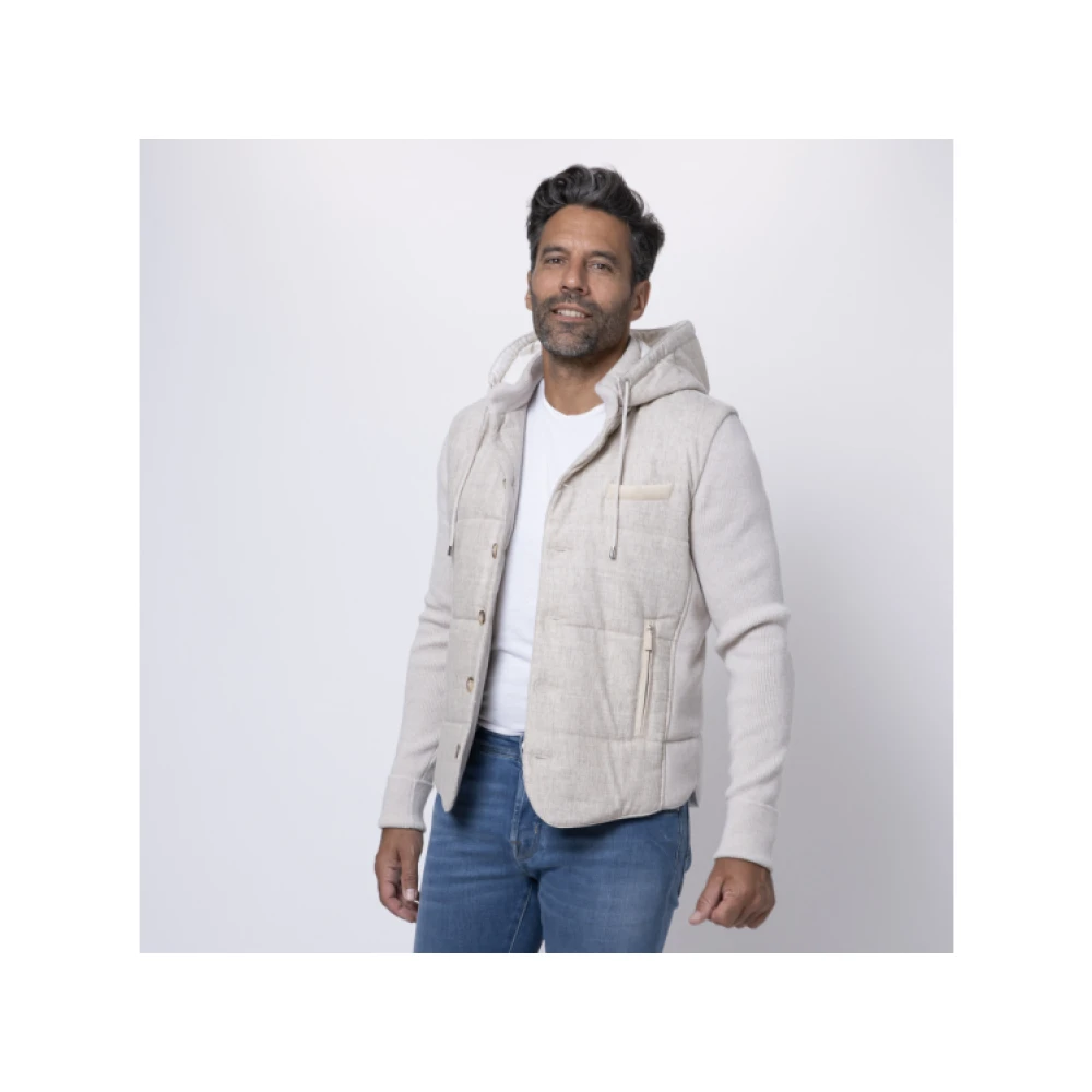Gran Sasso Hooded Wool Blouson Jacket Beige Heren
