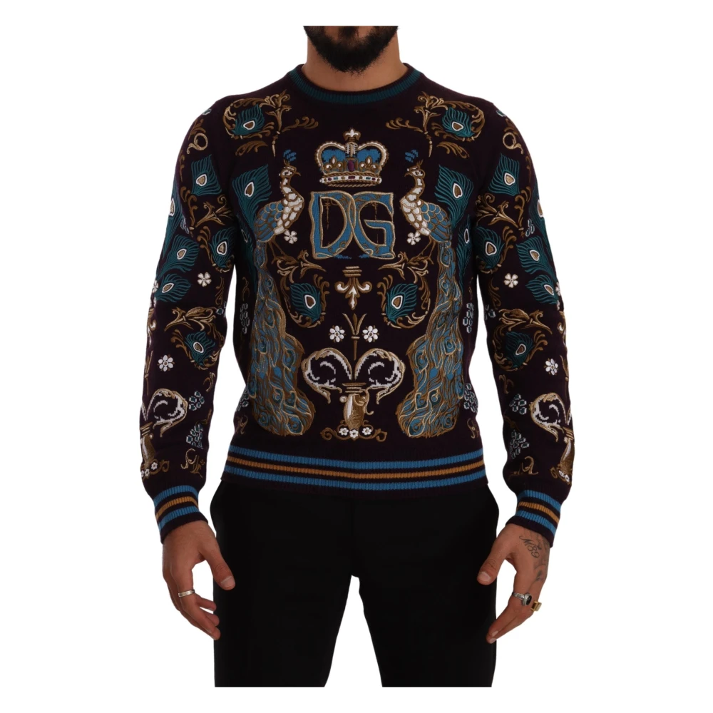 Dolce & Gabbana Men's Multicolor Sweatshirts, S, Stunning Bordeaux Crewneck Jumper