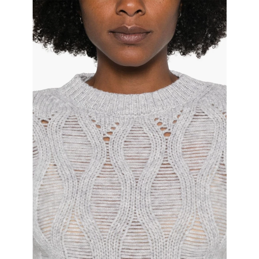 Wild Cashmere Lichtgrijze Open Gebreide Trui Gray Dames