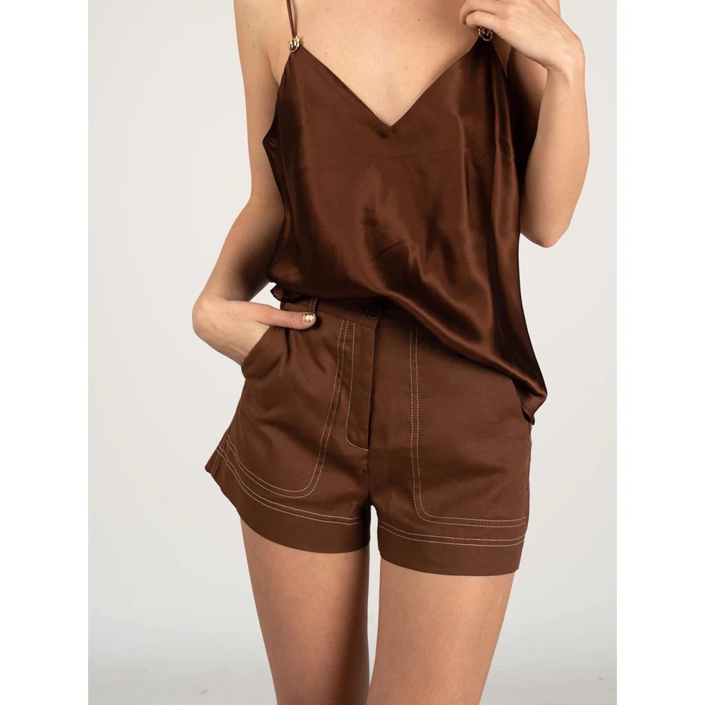 pinko Piazza Shorts Brown Dames