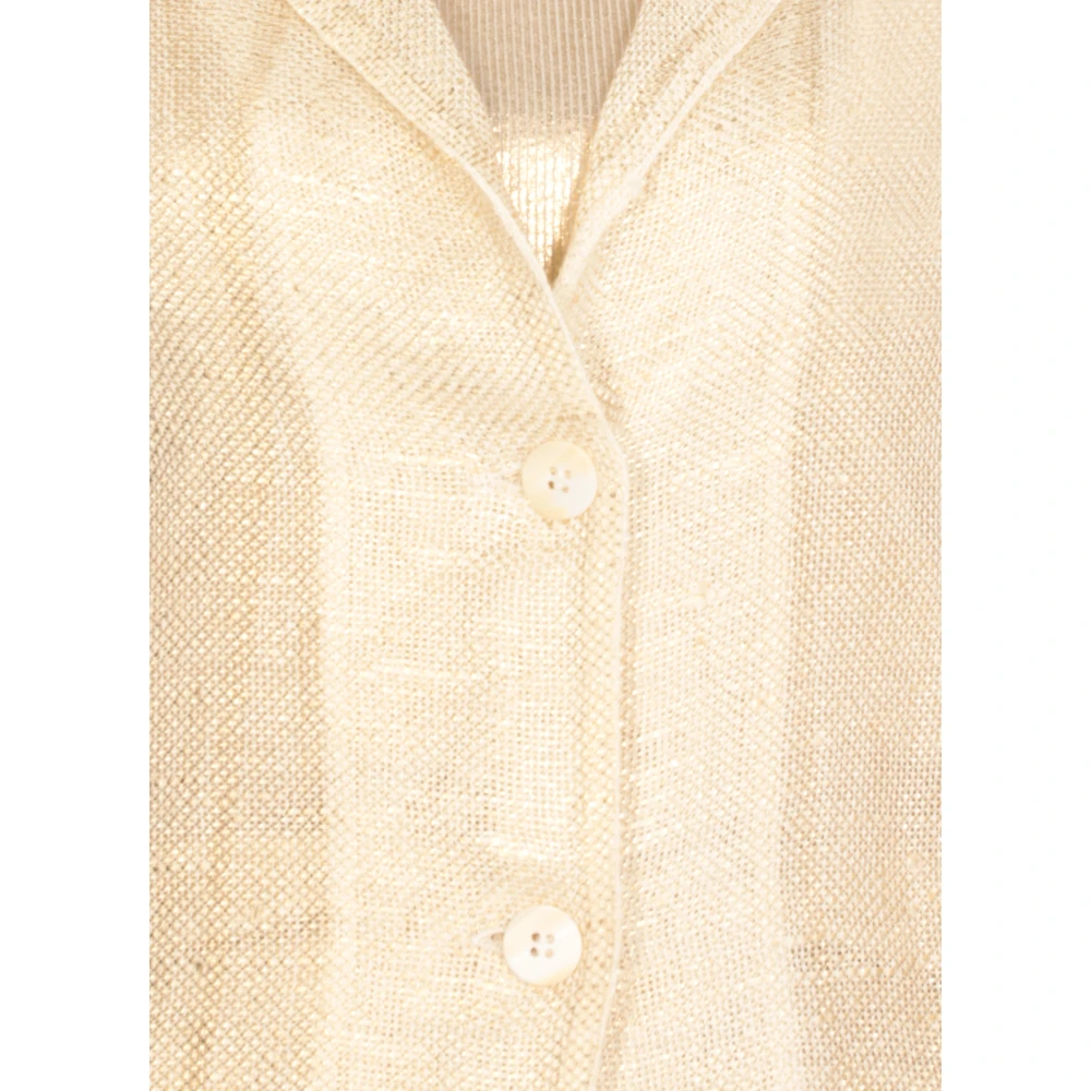 Avant Toi Gouden Linnen Blazer met Lurex Details Yellow Dames