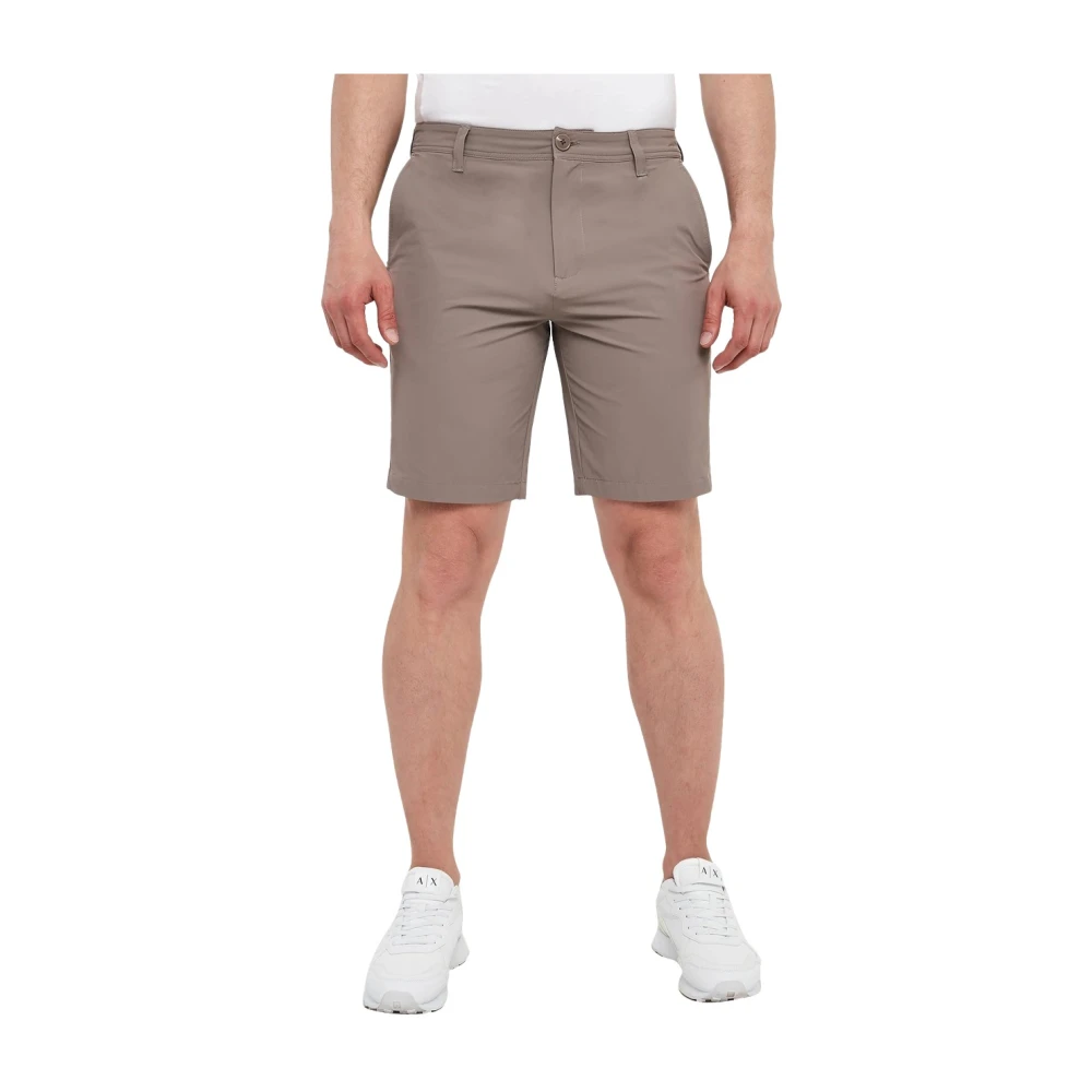 Armani Exchange Herr Beige Shorts W32, Bomull, Bermudashorts I Stretchgabardin