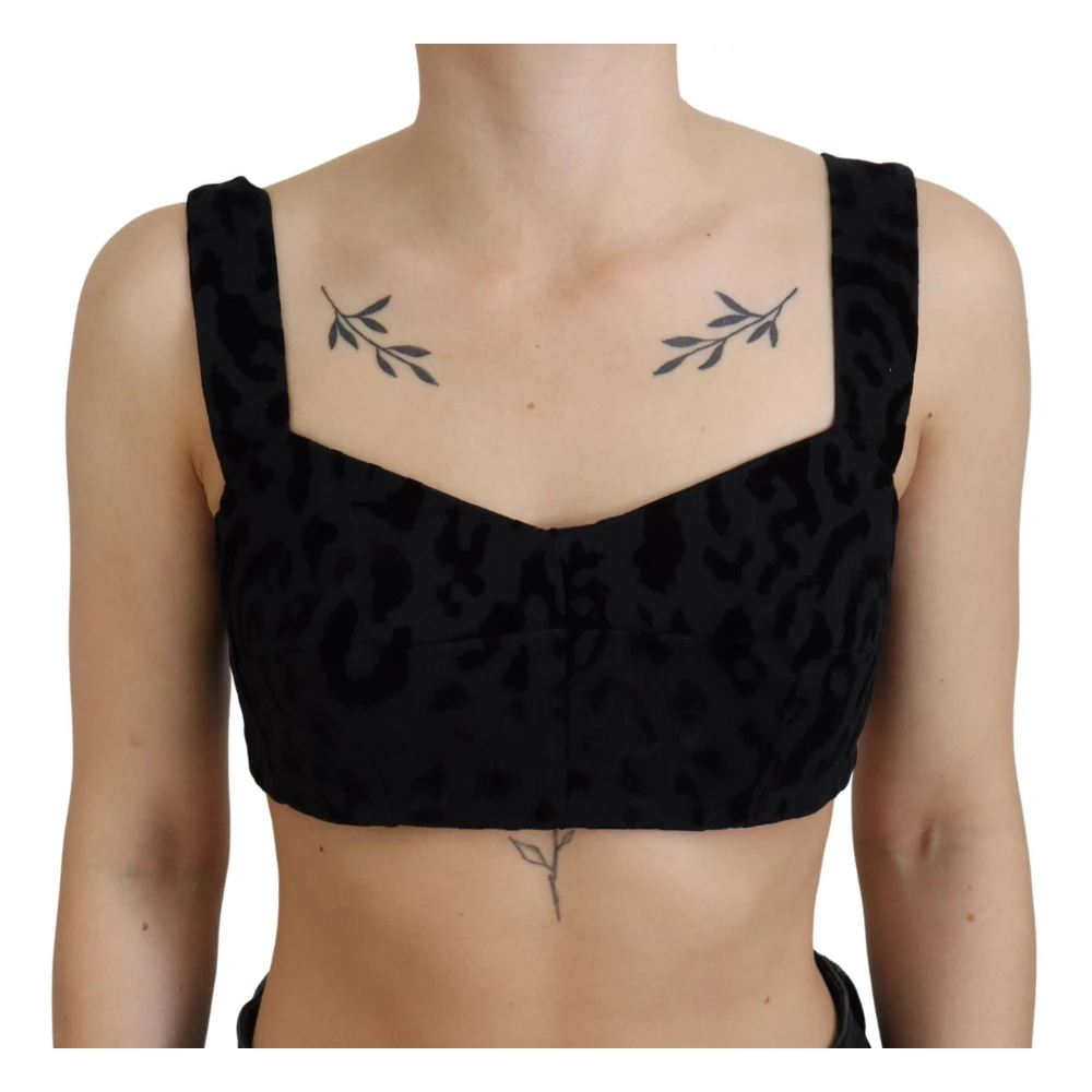 Dolce & Gabbana Elegant Zwart Katoenmix Bustier Korset Top Black Dames