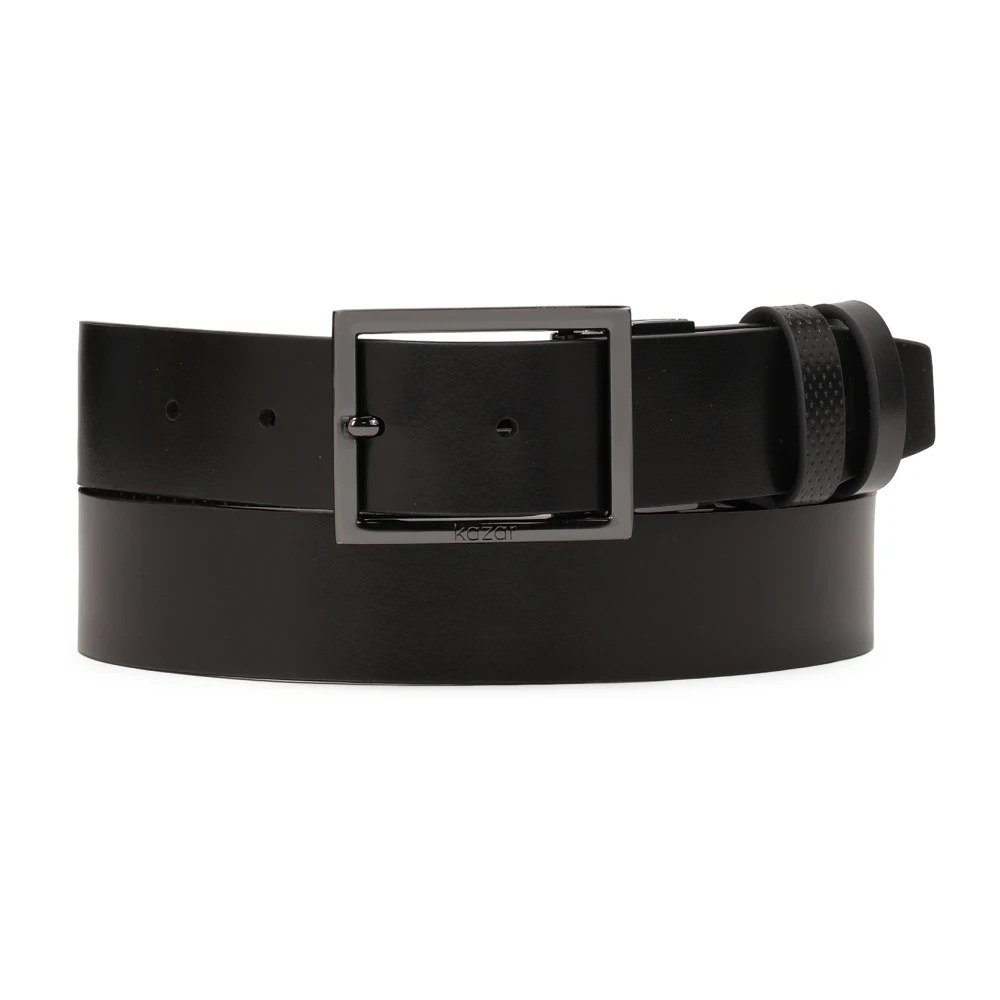 Kazar Dubbelzijdige leren band met perforaties Black Dames