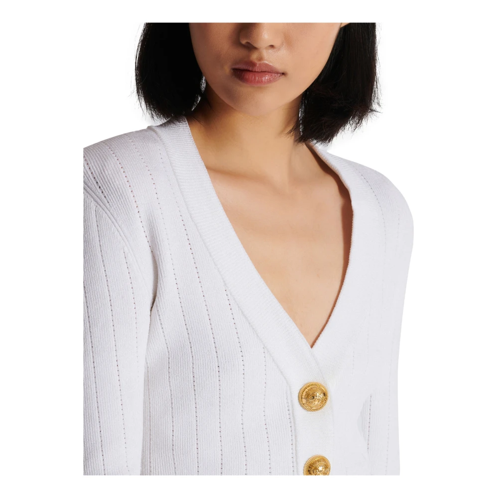 Balmain Geknipte gebreide vest White Dames