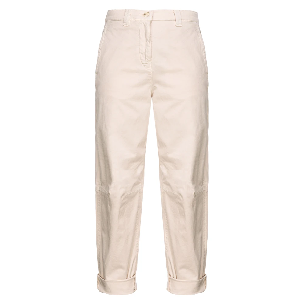 Pinko Beige Wortel-Pasvorm Broek in Katoen Stretch Beige Dames
