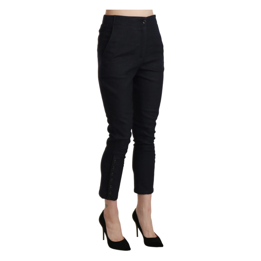 Ermanno Scervino Hoge Taille Cropped Capri Broek Black Dames