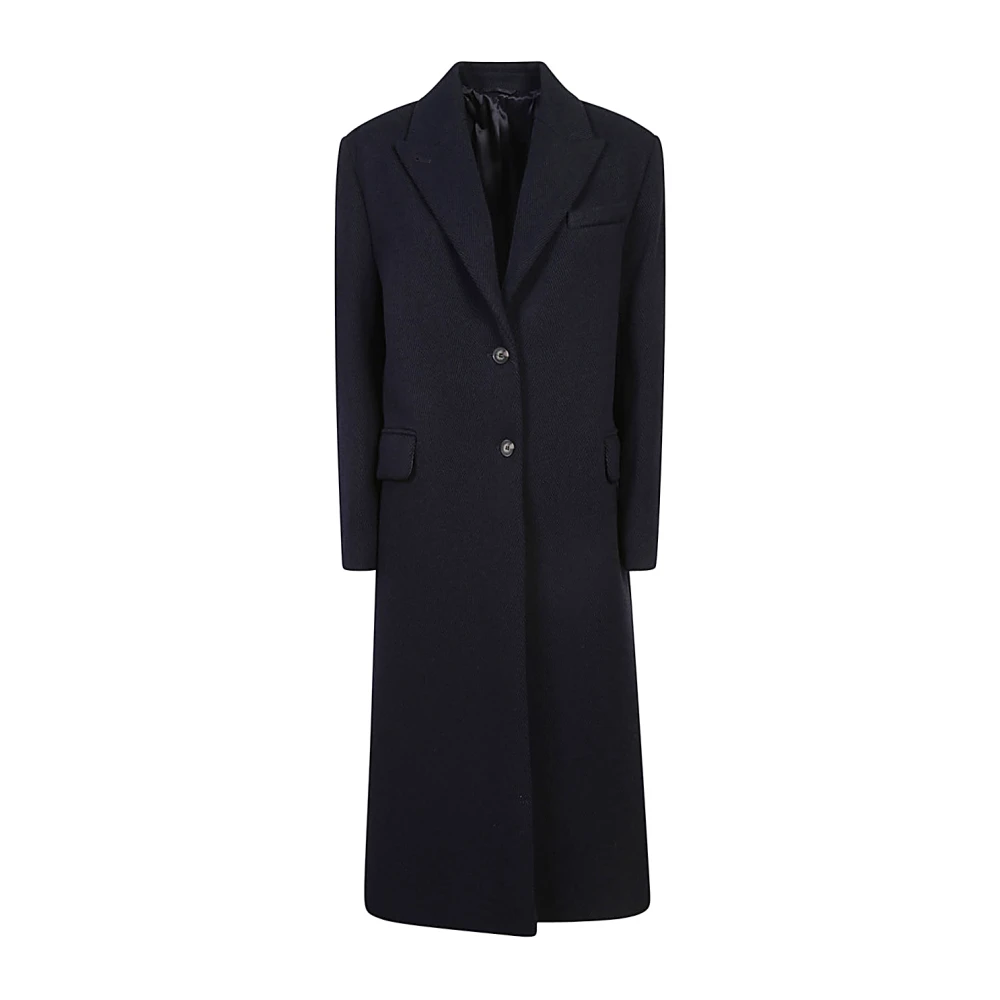 Calvin Klein Klassieke Wol Lange Jas Reverskraag Blue Dames