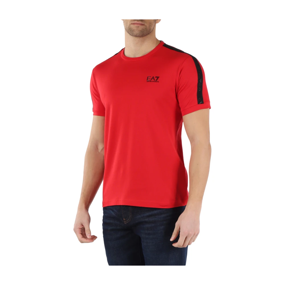 Emporio Armani EA7 Katoenen T-shirt met Logo Print Red Heren