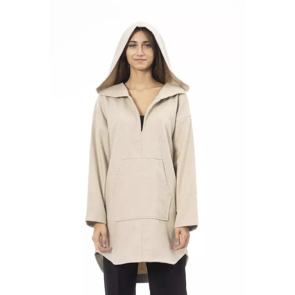 Alpha Studio Beige Hooded Lange Trui Beige Dames