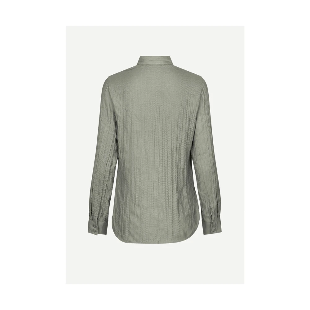 Samsøe Slim Fit Lange Mouwen Overhemd met Knopen Green Dames