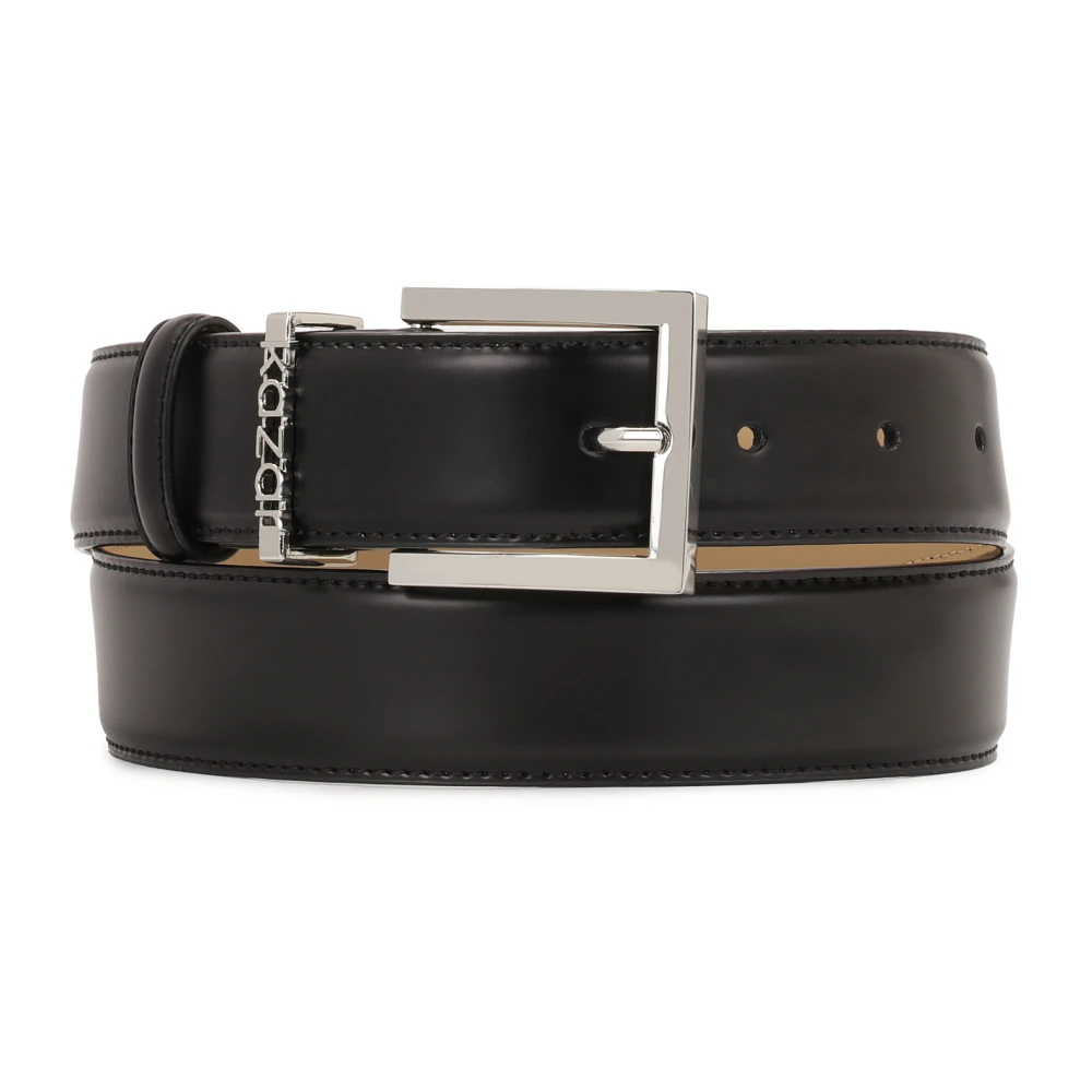 Kazar Zwarte riem met metalen lus met logo Black Dames