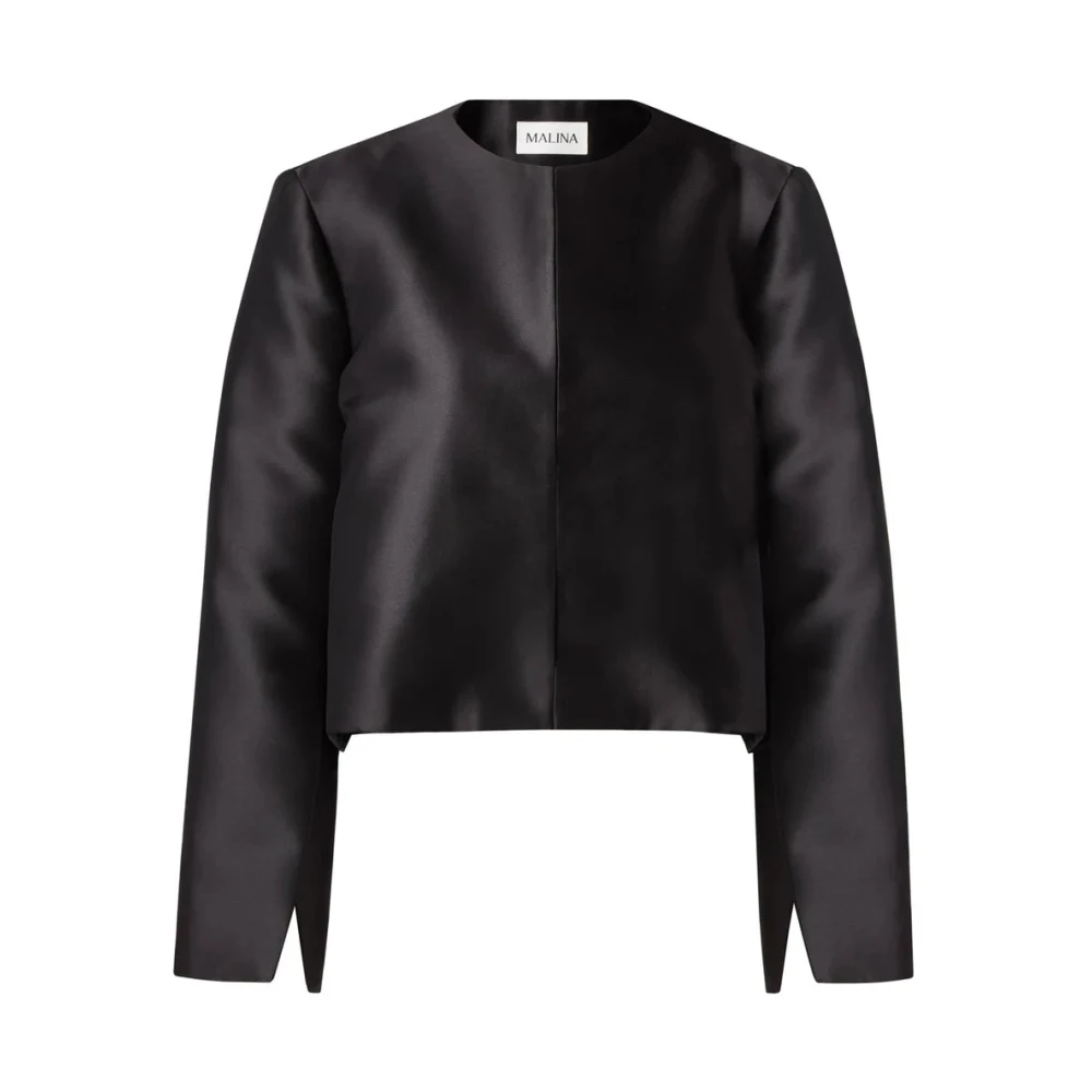 By Malina Minimalistische Zwarte Blouse met Lange Mouwen Black Dames