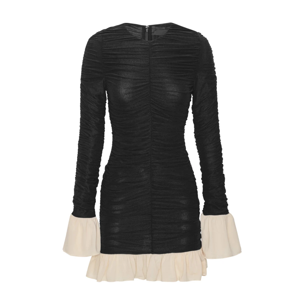 Rotate Birger Christensen Zwarte Gerimpelde Mini Jurk Multicolor Dames