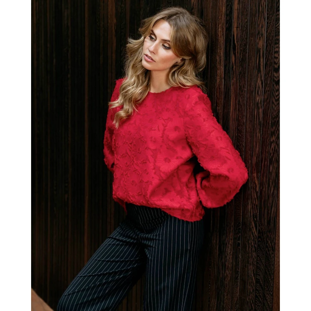 &Co Woman Erin Lange Mouw Top Bl319 Red Dames