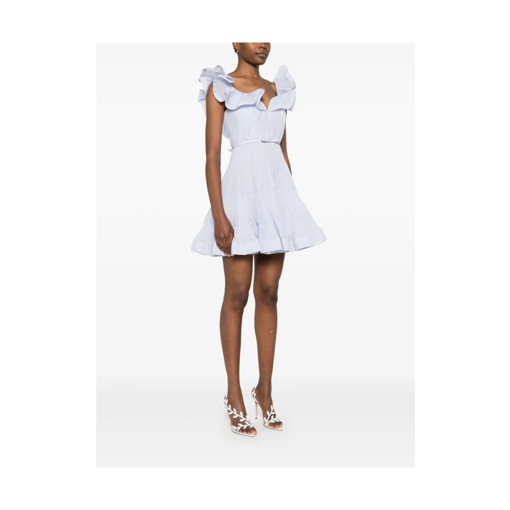 Zimmermann Blauwe Katoenen Jurk met Gerimpelde Halslijn Blue Dames
