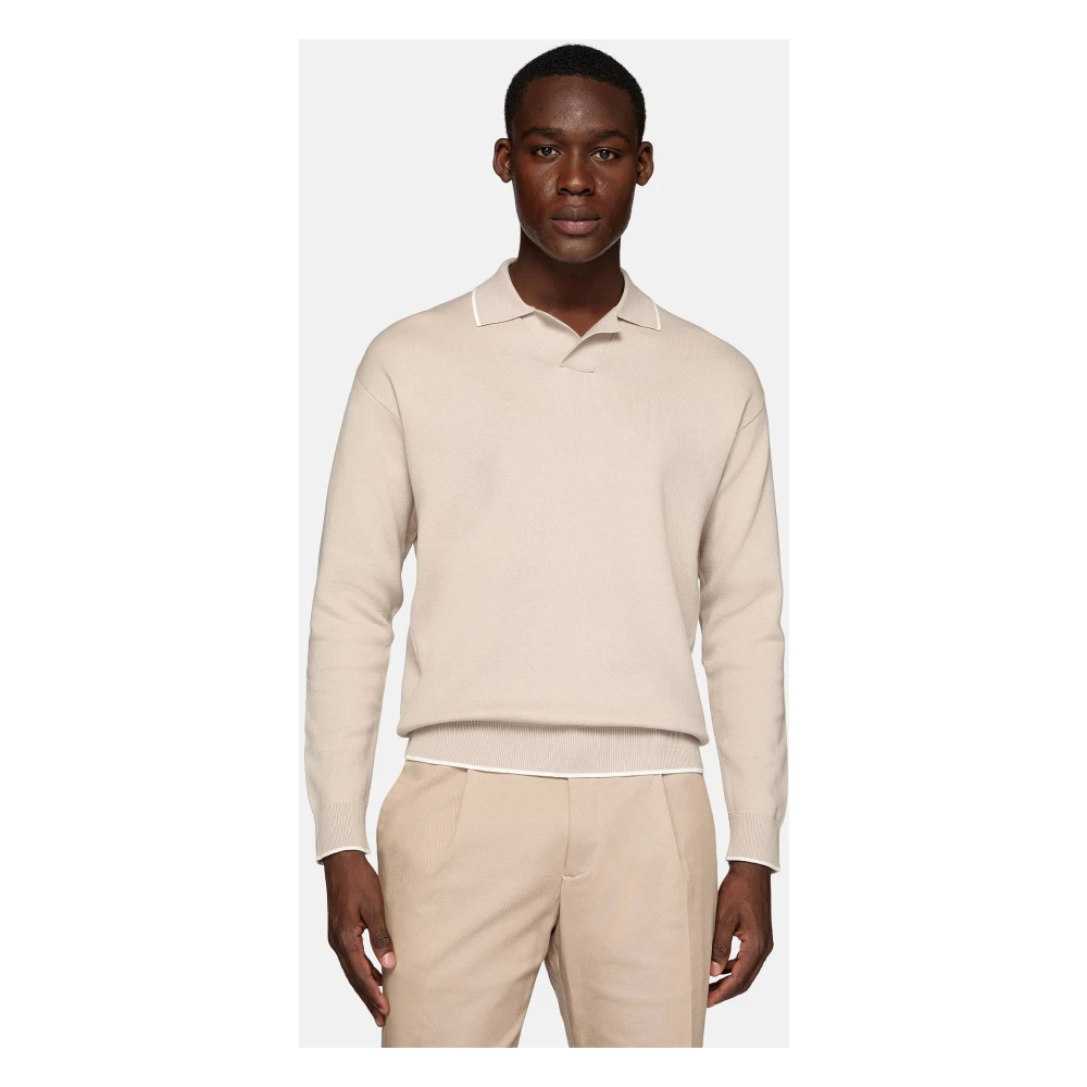 Boggi Milano Gebreide poloshirt Gray Heren