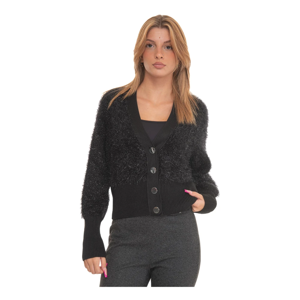 Boss Korte Cardigan met Vallende Mouw Black Dames