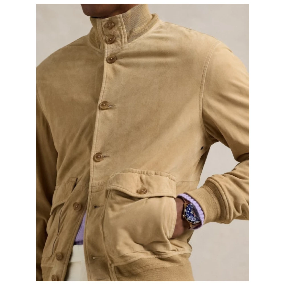 Polo Ralph Lauren Suède leren jas met Tartan voering Brown Heren