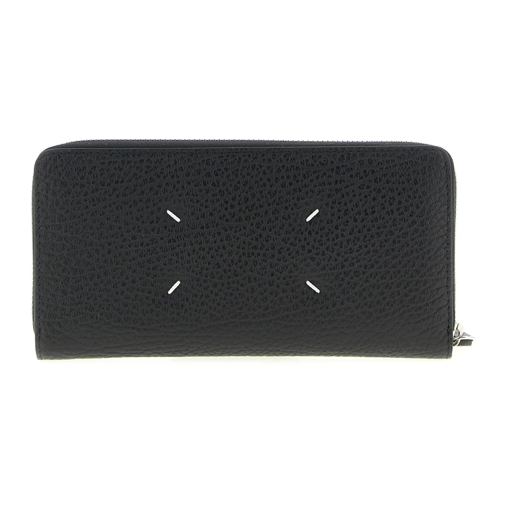 Maison Margiela , Wallets & Cardholders, Unisex, Black, One Size, Four Stitches Zip-Around Wallet