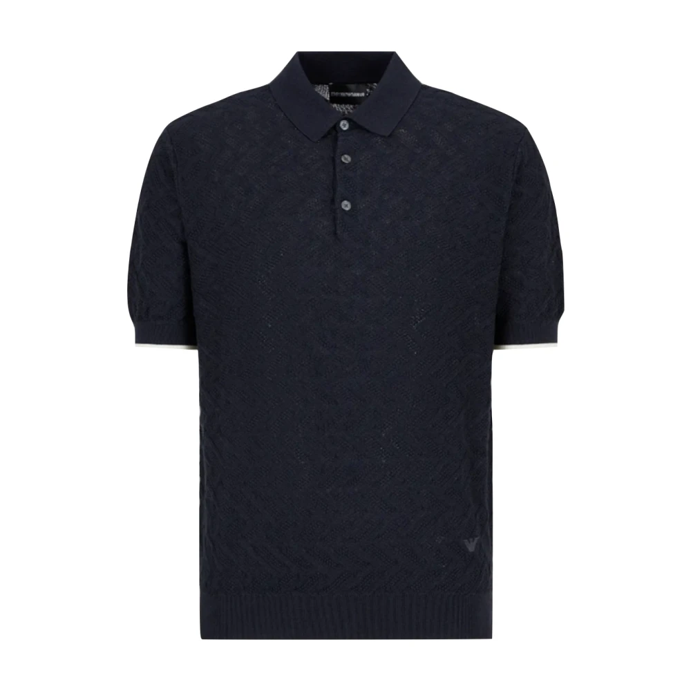 Armani Monochromatische logo polo shirt met klassieke kraag Blue Heren