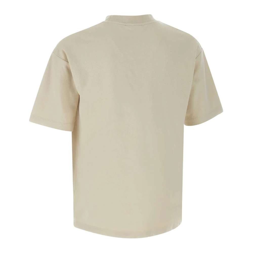 Drole de Monsieur Klassieke Slogan Katoenen T-shirt Zand Beige Heren