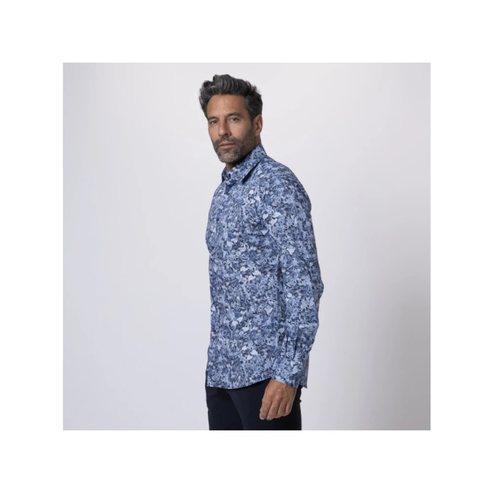 Karl Lagerfeld Blauwe blouse met bloemmotieven Blue Heren
