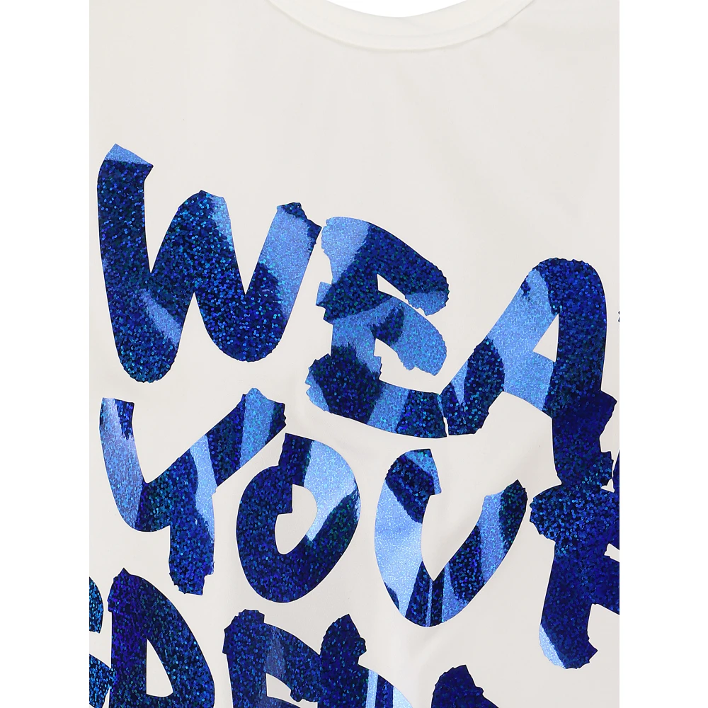 Comme des Garçons Glitter Print Longsleeve T-shirt White Dames