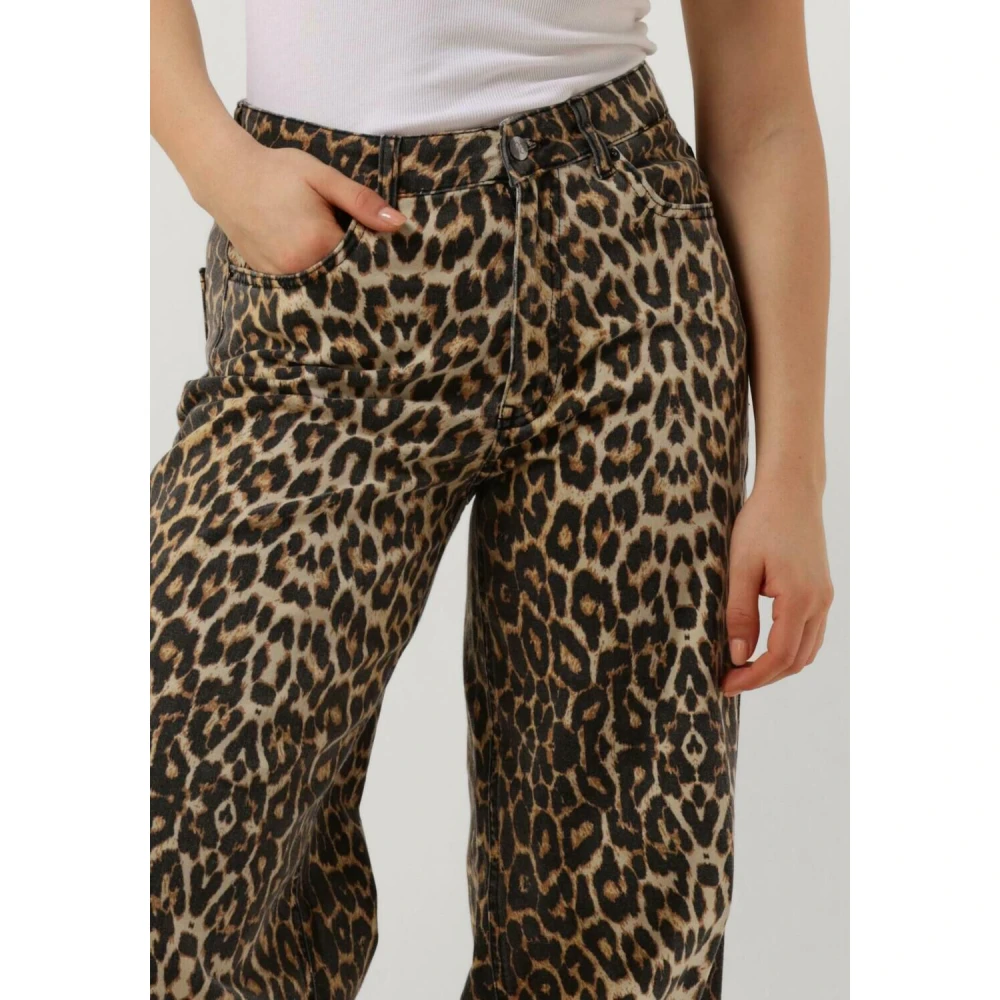 Co'Couture Luipaard Denim Panel Broek Brown Dames