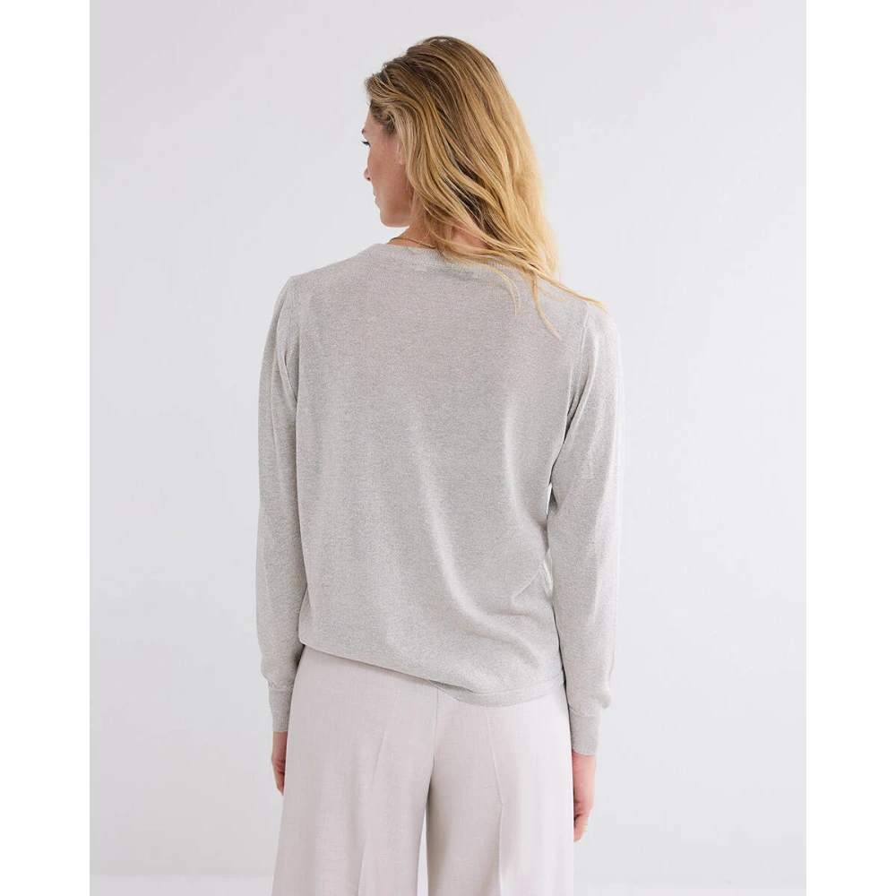 Summum Woman Lurex Gebreide Pullover Sweater Gray Dames