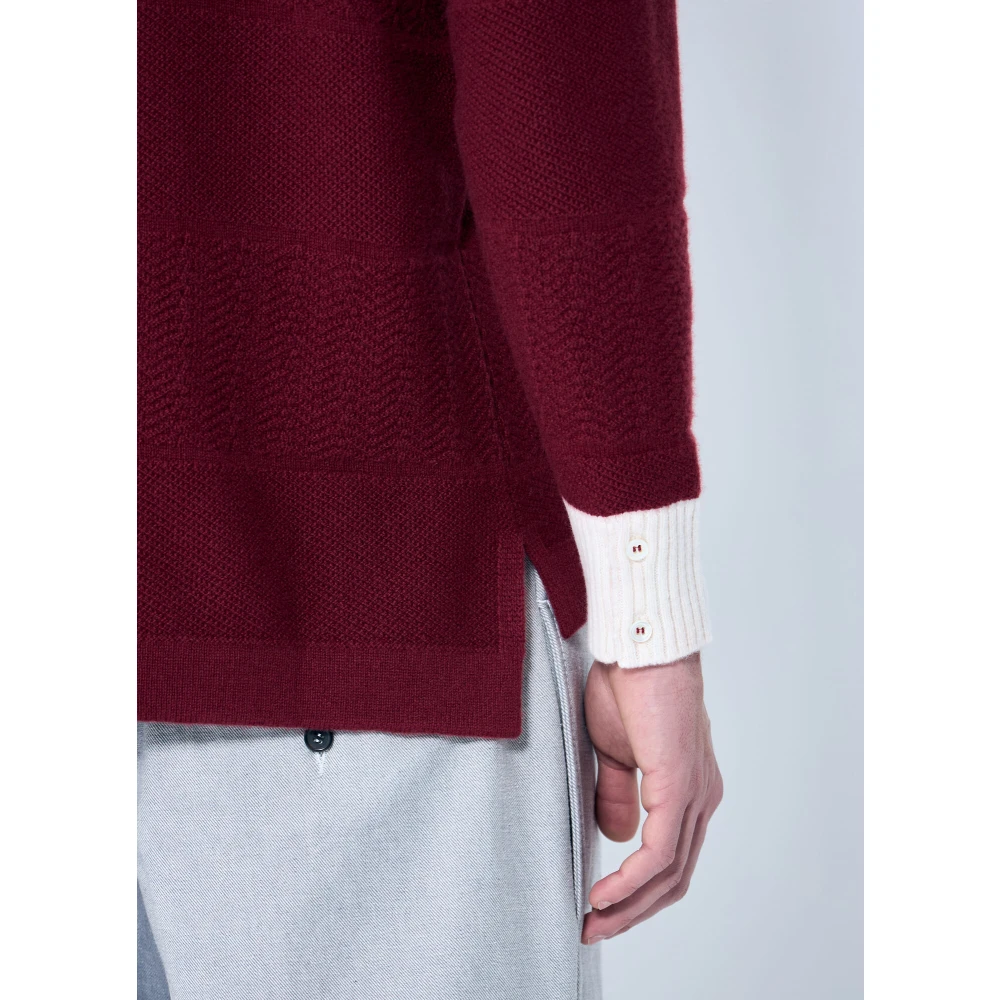 Thom Browne Rugby Gebreide Trui met Vier Strepen Red Heren