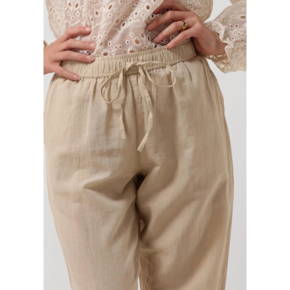 NEO NOIR Beige Linnen Wijde Broek Beige Dames